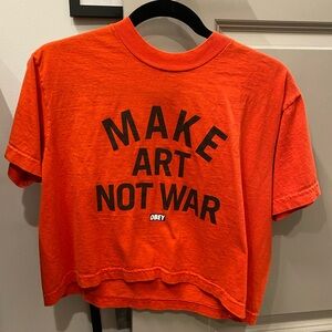 Obey Orange Black Crop Top Bold Statement